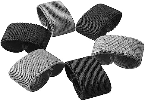 Elastic Belt Loop Keeper, Six Pack, Black and Grey Set