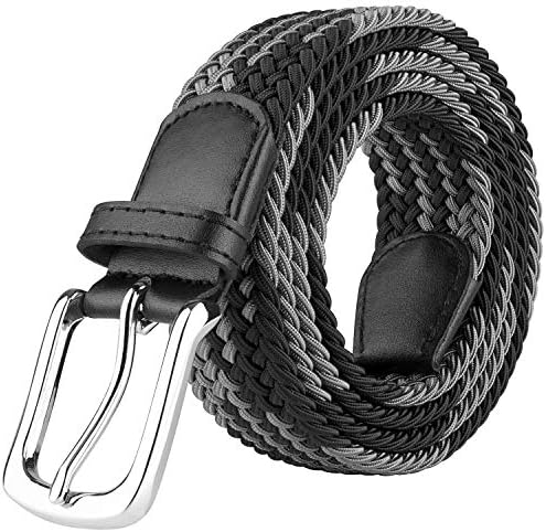 Elastic Braided Belt, Black/Gray