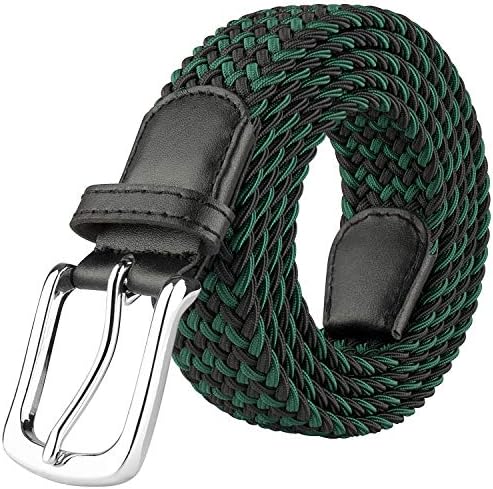 Elastic Braided Belt, Black/Green