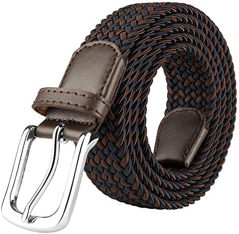 Elastic Braided Belt, Dark Blue/Coffee