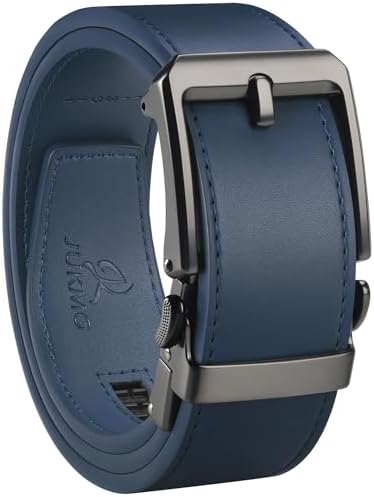 Leather Ratchet Belt, Blue