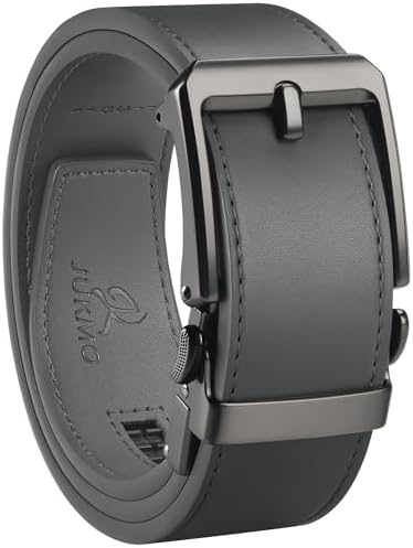 Leather Ratchet Belt, Grey