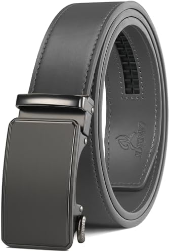 Leather Slide-Buckle Belt, Octagon Grey
