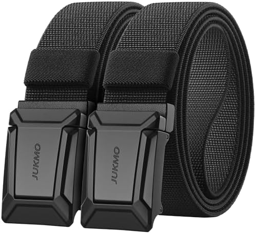 Stretch Flip-Buckle Belt, Two Pack, Black and Black