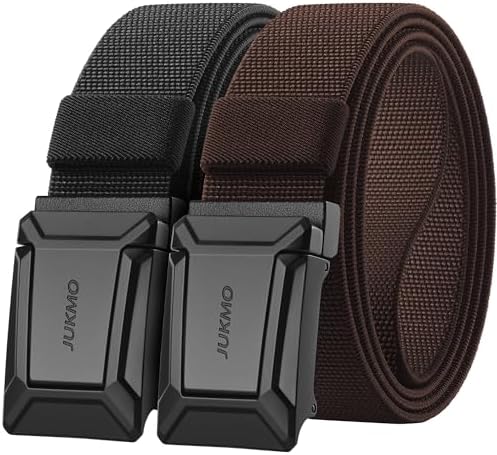 Stretch Flip-Buckle Belt, Two Pack, Black and Coffee