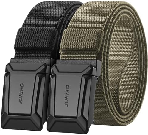 Stretch Flip-Buckle Belt, Two Pack, Black and Coyote