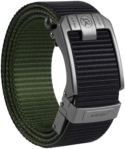Two in One Reversible Ratchet Belt, Black/Army Green