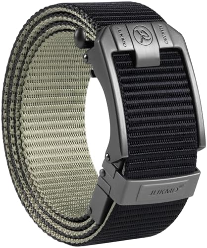 Two in One Reversible Ratchet Belt, Black/Khaki